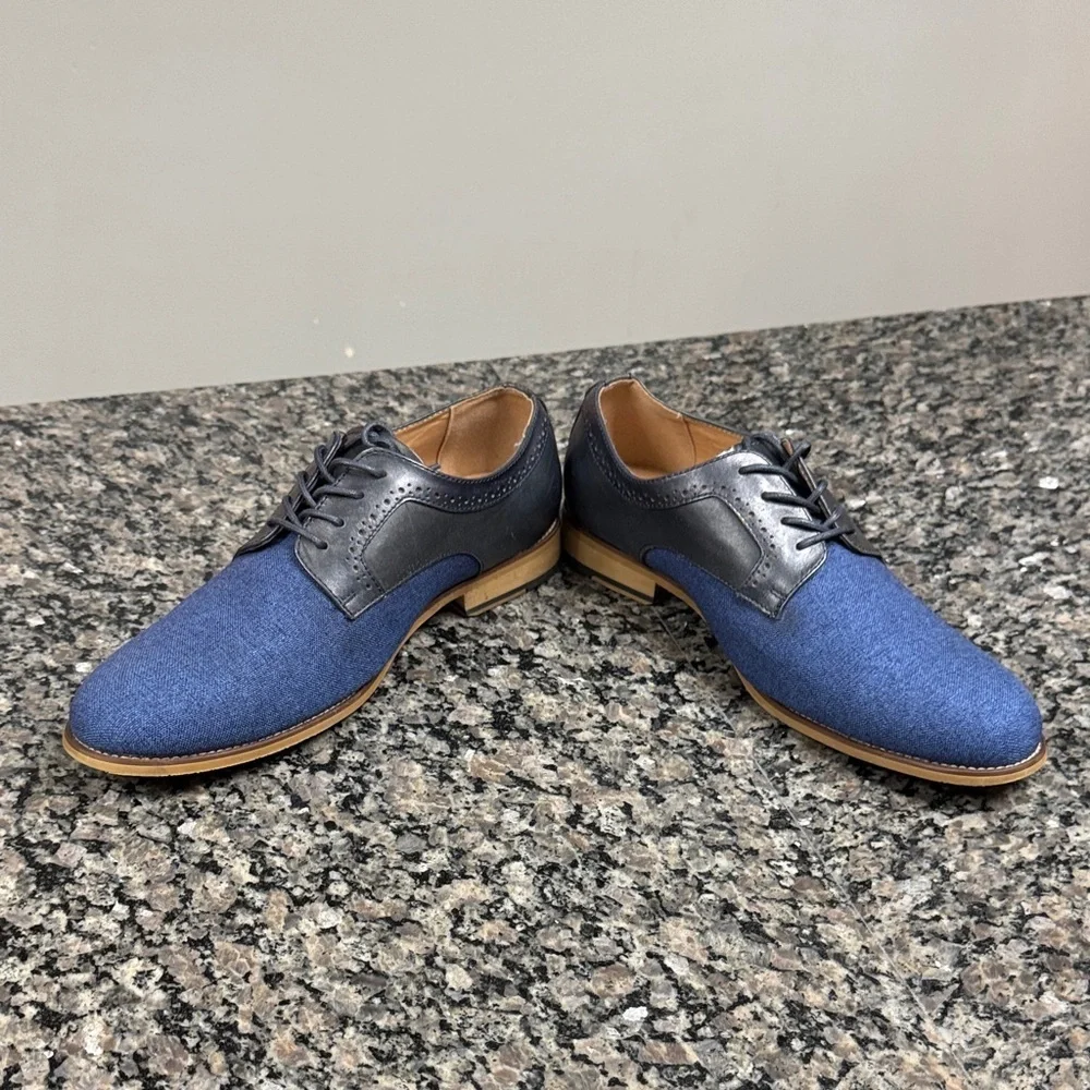 La Milano leather black and blue Everett Men's Oxfords EUC 11